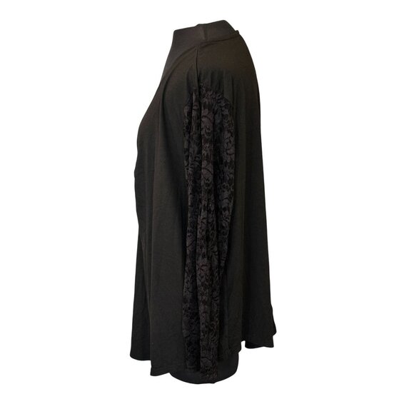 Shein Curve Black Long Sleeve Top With Lace Details & Ruched Front Size 4XL - Picture 2 of 8